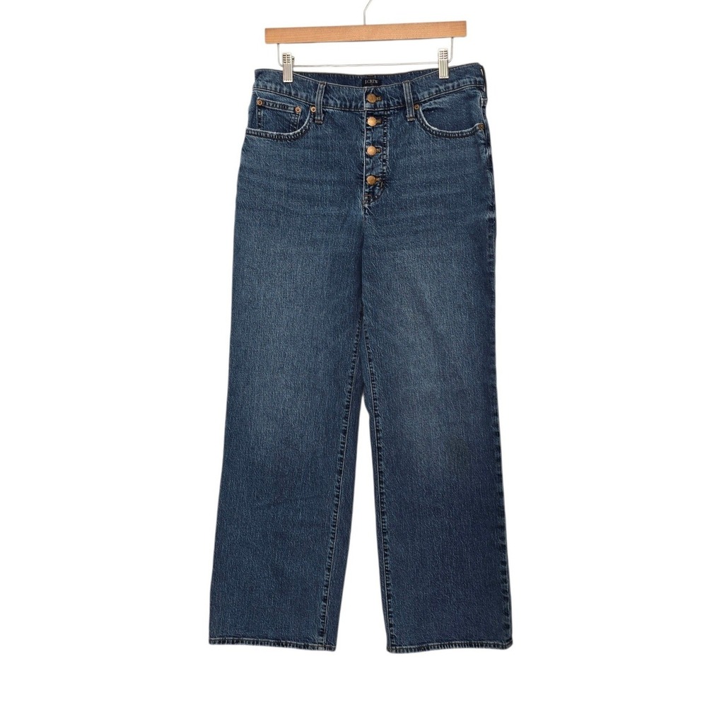 J.Crew Re-Imagined Full Length Wide-Leg Jeans High Rise Button Fly Blue Size 31‎